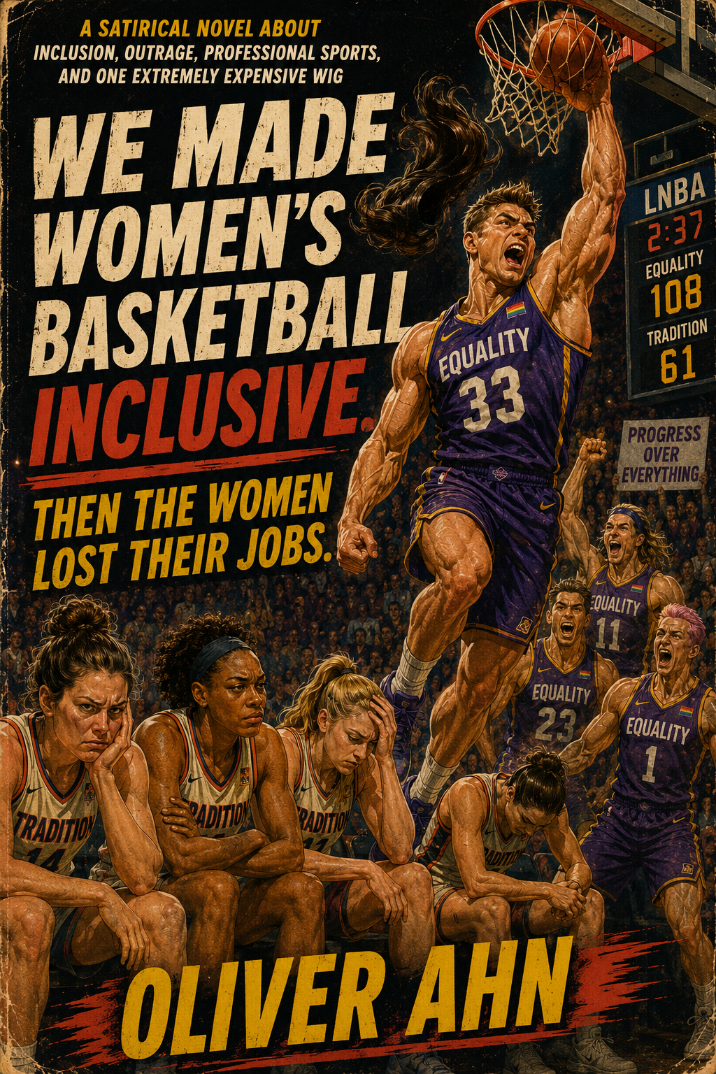 Cover of We Made Women's Basketball Inclusive. Then the Women Lost Their Jobs., a satirical novel by Oliver Ahn